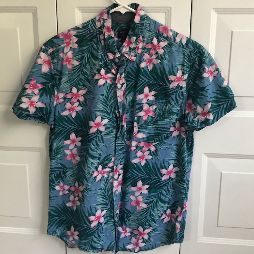 J Crew Floral Short Sleeved Button Down